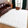 XSIVOD Tappeto a pelo lungo bianco, 160 x 230 cm, morbido, per soggiorno | Tappeto lavabile a pelo lungo, antiscivolo, per camera da letto, cameretta dei bambini e ufficio, moderno e morbido