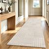 Enyhom Tappeto Salotto Pelo Corto, Classico Geometrico, Beige, 80 x 200 cm | Moderno e soffice 3D lungo corridoio corridoio corridoio cucina ingresso camera da letto lavanderia
