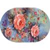 Rururug Tappeti Ovale Pelo Corto Antiscivolo Lavabili Tappeto per Salotto Soggiorno Modern Design Arredamento Ornamenti, decorazione floreale rosa Oval 100 x 160 cm