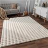 Paco Home Moderno tappeto soffice e morbido da soggiorno Bubble con pelliccia a pelo alto Disegno geometrico effetto alto-basso, Dimensione:160x220 cm, Colore:Crema 3