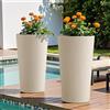 Diyfire Set di 2 fioriere alte per piante da esterno, 60 cm, grandi fioriere da esterno scanalate per decorazione portico anteriore con foro di drenaggio, vasi da fiori rotondi in plastica, adatti per