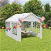 MAYTIIMO Tenda da ricevimento, 3 x 4 m, gazebo bianco, copertura in polietilene da 200 g, pareti laterali da 130 g con finestre, impermeabile, protezione UV, telaio in acciaio zincato, tenda