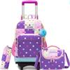 HTgroce Trolley Scuola Bambina Set 3 Pezzi Zaino Elementare con Carrello, Borsa per il Pranzo e Astuccio