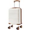 KONO Trolley Bagaglio a Mano con Ruote Rimovibili 40x30x20 cm Valigia Cabina, in ABS+PC, Conforme a Ryanair, Vueling, Wizz Air ed EasyJet (Bianco Crema, 15)