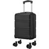 KONO Trolley Bagaglio a Mano con Ruote Rimovibili 40x30x20 cm Valigia Cabina, in ABS+PC, Conforme a Ryanair, Vueling, Wizz Air ed EasyJet (Nero, 15)