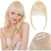 Benehair Frangia Clip Capelli Veri 100% Naturali Frangetta Capelli Veri #613 Biondo Chiarissimo Blunt Bangs Remy Human Hair Clip in Bangs