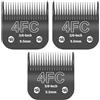 ZATEIRL Confezione da 3 Lame di Toelettatura 4FC Staccabili per Cani - Lama in Acciaio da 3/8 Pollici (9,5 mm) - Compatibile con Andis, Oster A5, Wahl KM-10, Moser, Heiniger - Nero