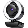 Gridva Webcam USB 4K con copertura privacy e luce LED per lo streaming | per conferenze e riunioni online, videocamera HD per PC, laptop, desktop, nero
