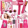 Vamei Set Parrucchiera Bambina Regalo Asciugacapelli Piastra per Capelli Spazzola Capelli Grembiule Forbici Barbiere Parrucchiera Accessori Gioco Parrucchieri per Bambini 3 4 5 6 7 8 9 Anni Ragazza