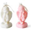 HMFSJYCR Candela profumata Angel Heart bianco + rosa set circa 8 cm di altezza | Candela fatta a mano, bomboniere, anniversario, decorazione profumata per la casa, decorazione per espositori di bar