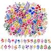 Qubnydg 200 Pezzi ETP Stickers Fiori Waterproof Adesivi Floreali | Adesivi Floreali Trasparenti per Scrapbooking, Adesivis Florealis per Scrapbook, per Biglietti, Computer Portatili
