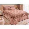 TexLom Trapunta Matrimoniale Renato Balestra Principessa 260x260 cm, Piumone Invernale con Volant e Grande Fiocco Decorativi, Cipria