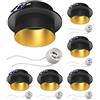 ledscom.de 6x cornice da incasso a soffitto KRON, rotonda, nero/oro opaco (GU10/MR16/GU5,3/50mm) incl. presa GU10