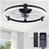 LXTEDJ 50CM Ventilatore da Soffitto LED Silenzioso, 6 Velocità e Dimmabile | Bianco/Nero Moderno Ventilatore Da Soffitto Con Luce e Telecomando, Reversibile, Motore DC con Timer, Soggiorno Camera