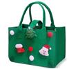 FainFun Borsa per la Spesa in Feltro, FainFun 30 * 20 * 18 cm Cestino in Feltro con Manico Quadrata, Sacchetti Grandi per la Spesa, Cestini per Legna da Riviste, Giornali (Xmas Verde)