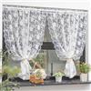 Yaland Tenda a pannello in pizzo bianco con ricamo floreale, in voile, 45 x 130 cm (altezza x larghezza)
