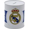 Real Madrid CyP Brands Real Madrid- Salvadanaio in metallo, sigillato, salvadanaio medio, colore bianco, prodotto ufficiale