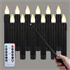FREEPOWER Set di 12 candele LED flottanti nere con bacchetta magica - Telecomando e timer - Bianco caldo tremolante - Funziona a pile - 17 cm - Impermeabile per esterni