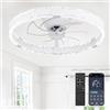 LXTEDJ 50CM Ventilatore da Soffitto LED Silenzioso, 6 Velocità e Dimmabile | Bianco/Nero Moderno Ventilatore Da Soffitto Con Luce e Telecomando, Reversibile, Motore DC con Timer, Soggiorno Camera