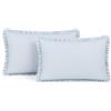 Corredocasa Coppia Federe Esterne con Rouches Volant in Puro Cotone - 50x80 cm - Eleganti e Morbide per Guanciale e Cuscino Letto Celeste