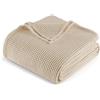Exclusivo Mezcla Coperta in Puro Cotone 100%, Coperta Trama Waffle come Copriletto, Morbida Leggera e Traspirante, Copripiumino per Divano e Letto, Tutte le Stagioni, 230x270 CM, Cachi