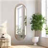 HLFMVWE Grande specchio da parete per bagno, a figura intera, 120 x 40 cm, specchio ovale a forma di pillola argentato, per camera da letto, ingresso, bagno, cornice in metallo alluminio