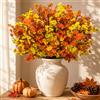 Der Rose 12 fiori artificiali di gipsofila, fiori arancioni per decorazione | 7 arancioni e 5 gialli autunnali per bambini, riempitivo caldo per centrotavola da pranzo, caminetto, casa colonica