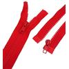 Erlif 2 cerniere lampo in plastica, 5 mm, divisibili, per giacche (rosso, 75 cm)