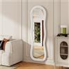 KOOPMAD Specchio da terra - 160 x 50 cm - Design ondulato - Grande specchio da parete con cornice in flanella e supporto - Per camera da letto, soggiorno (bianco-4)