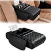 Lergas Bracciolo imbottito per console centrale auto, cuscino universale (nero) | Contenitore per console centrale con portabicchieri, bracciolo per auto, bracciolo ergonomico, per auto, camion, furgoni