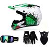 Homkia Casco Motocross Integrale per Adulti con Occhiali, Guanti e Copriviso | Set motocross completo e versatile con casco integrale, occhiali, guanti e copriviso coordinati per attività off-road.
