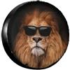NLWQEKV Copriruota di scorta Cool Lion in Sunglasses, copriruota di scorta, protezione per ruote, impermeabile, antipolvere, universale, per camper, SUV, camion, roulotte, 16 pollici