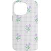 Grids & Checkerboard Pattern Gifts Custodia per iPhone 14 Pro Max Lavanda Gingham Mini Lilla Tulipani Motivo A Scacchi