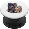 Brown Monkey Costume Teen Thinking Monke Scimmia divertente faccia floreale vintage fiori arte carino scimmia PopSockets PopGrip Adesivo