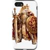 Medieval Fantasy Cat Art Co Custodia per iPhone SE (2020) / 7/8 Royal Cat King Spada Corona Scudo Dorato Armatura