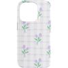 Grids & Checkerboard Pattern Gifts Custodia per iPhone 14 Pro Lavanda Gingham Mini Lilla Tulipani Motivo A Scacchi