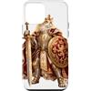 Medieval Fantasy Cat Art Co Custodia per iPhone 12 mini Royal Cat King Spada Corona Scudo Dorato Armatura