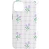 Grids & Checkerboard Pattern Gifts Custodia per iPhone 14 Plus Lavanda Gingham Mini Lilla Tulipani Motivo A Scacchi