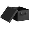 WOLTU Scatola Portaoggetti, Set di 1 Contenitori per Armadio, Scatola con Coperchio Rimovibile, Organizer con Maniglie Pieghevole, in Tessuto, Nero, 48x29x20 cm