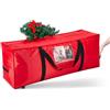 OUSFOT Porta Albero di Natale, per Alberi Fino a 2,4-2,7 m | Tessuto Oxford 1680D con Ruote, Cerniera e Manici Rinforzati, Rosso, Adatto per Riporre Fecorazioni Natalizie