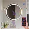 Ratsamee 60cm Bluetooth Specchio Bagno Rotondo con Luce, 3 Colori Dimmerabili, Antiappannamento, Memoria, Touch Control, Montaggio a Parete - Specchio Trucco con Illuminazione