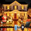 RJEDL Luci di Natale da Esterno Cascata Spina+Solare,30+5m 1000 LED Tenda Luminosa Esterno Natale con impermeabile IP65, Telecomando con Portata di 40m, 8Modalità, 3Timer e Memoria, Decorazioni Natale