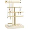 Kezidhp Organizer Gioielli 3 Livelli Beige Rimovibile Braccialetti Collane | Organizza Braccialetti, Collane, Orologi e Anelli, 2 Livelli Capienti, Vassoio in Velluto Protettivo, Salvaspazio