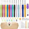 Gigmeta Set di 14 ganci all'uncinetto, per principianti adulti, set all'uncinetto per lavorare a maglia con manici ergonomici in gomma, custodia e borsa portatile, regalo per sorelle