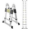 Ansobea Scala telescopica da 5 m, in alluminio, telescopica, portata massima di 150 kg, pieghevole, YXXYSSTL06