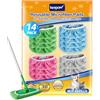 KEEPOW 14 Pezzi Panni Riutilizzabili per Swiffer Panni Catturapolvere | con Sacca per Lavaggio, Cuffietta Microfibra per per Swiffer Lavapavimenti, colori assortiti per una pulizia igienica