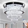 Finktonglan Lampadario a LED a intensità variabile, 30 cm, moderno lampadario a LED con telecomando, 3 colori di luce, lampada da soffitto in cristallo intercambiabile per camera da letto, soggiorno