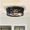 LVWIT Faretti Soffitto Orientabili Nero, Faretto da Interno Rustica con 3 Luci, Plafoniere da Soffitto E27, Faretto da Parete Interno per Soggiorno,Fattoria, Camera da Letto, 30CM (Senza Lampadina)