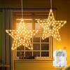 Bigzom Set di 2 luci a forma di stella di Natale, con 75 LED 30CM, girevoli, con funzione timer, per interni ed esterni, per Natale, feste, decorazioni, matrimoni, colore caldo