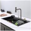 LNXGJJ Lavello da Cucina A Vasca Singola Nano Nero | 304 Lavello da Bar A Cascata in Acciaio Inox Lavandino con Rubinetto Estraibile Lavabicchieri（80x46cm）
